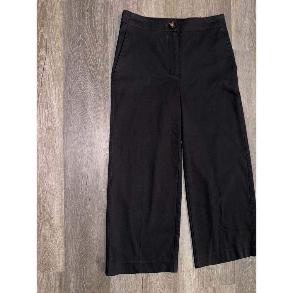 Ann Taylor Womens Black Wide Leg Crop Pants High Rise Size 4 Professional Work